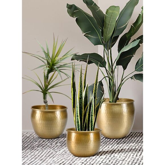 Serene Spaces Living Gold Brass Look Small Medium & Large Vintage Aluminum Vase - Picture 3 of 5
